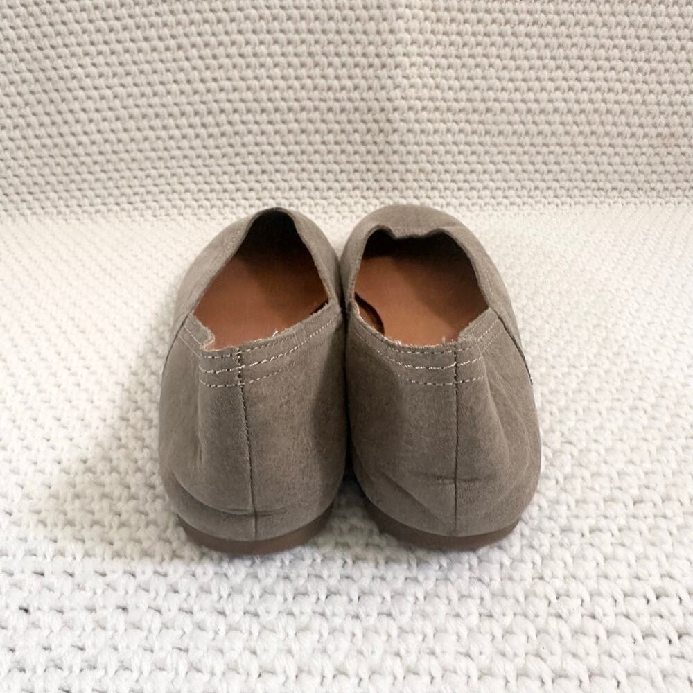 Lucky Brand Alba Taupe Gray Shimmer Suede Leather Squared Toe Ballet Flats 8 - Picture 5 of 8